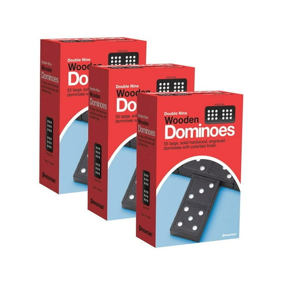 Double Nine Wooden Dominoes Game, 3 Packs