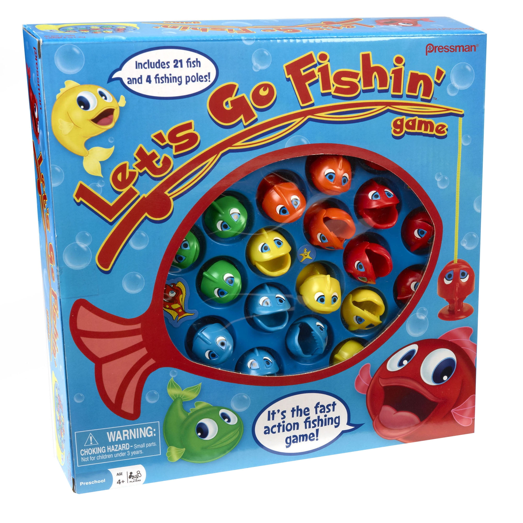 Lets Go Fishin Board Game w 4 Fishing Poles & 21 Fish Complete Set Open,  BOX DMG