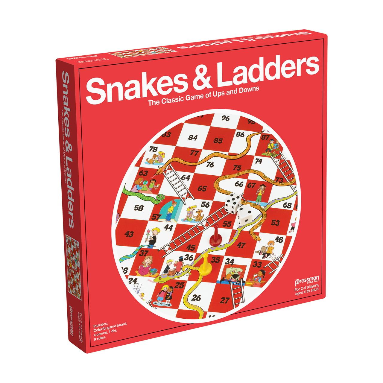 Pressman Classic Snakes & Ladders Board Game for Family Game Night ...