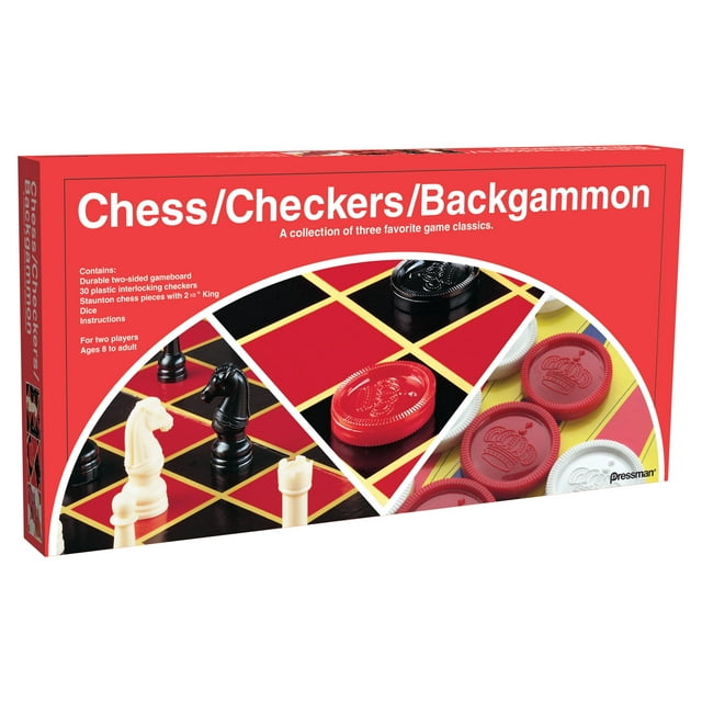 Pressman Toys - Checkers/Chess/Backgammon (Folding Board)