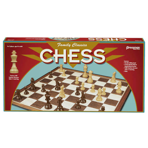 Pressman Toys - Family Classics Chess With Folding Board and Full Size Chess Pieces
