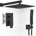 thumbnail image 1 of Pressure 10 Inch Rainfall Shower System, Handheld Spray Combo, Wall Mounted Bathroom Faucet Set with Rough-in Valve Body and Trim, Includes Shower Heads & Handheld Combo, Matte Black, 1 of 8