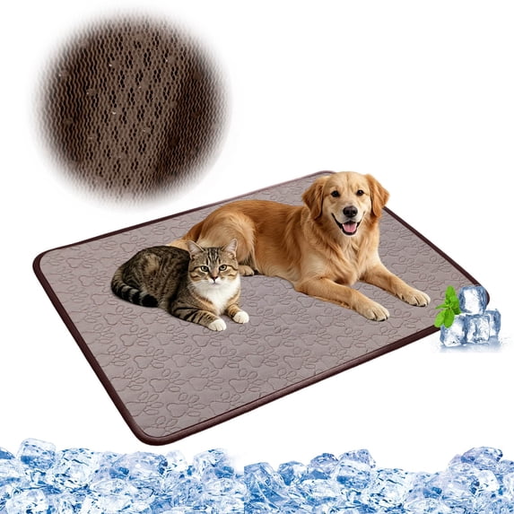 Pressure Activated Gel Self-Cooling Pet Mat Machine Washable Cloth Heat Absorb Dog Cat Bed Extra Big Floor Cushion For Large Breed Pets Hot Weather 59.1"× 39.4"