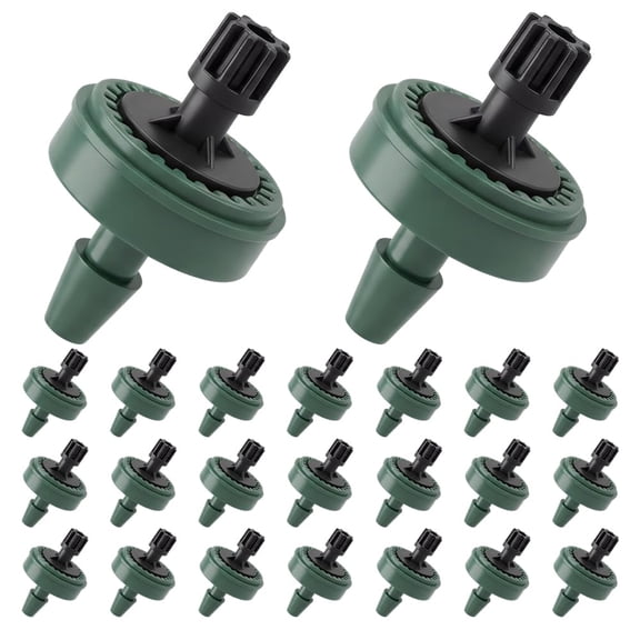 Pressure Compensated Drippers, 0.5 GPH Flow for Garden System, 2026 Self Cleaning Constant Flow Drip Irrigation Emitters for 1/4 Inch Tubing (30 Pcs)green