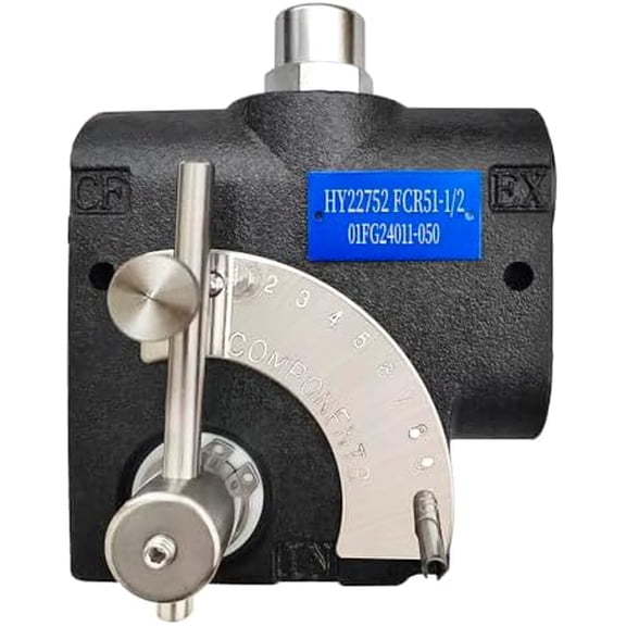 Pressure Compensating Variable Hydraulic Flow Control Valve w/Relief Compatible with FCR51-1/2 or PFC51-1/2, Hydraulic Pressure Relief Valve 1/2 NPT Port Size, 0-16 GPM$$Plumbing & HVAC