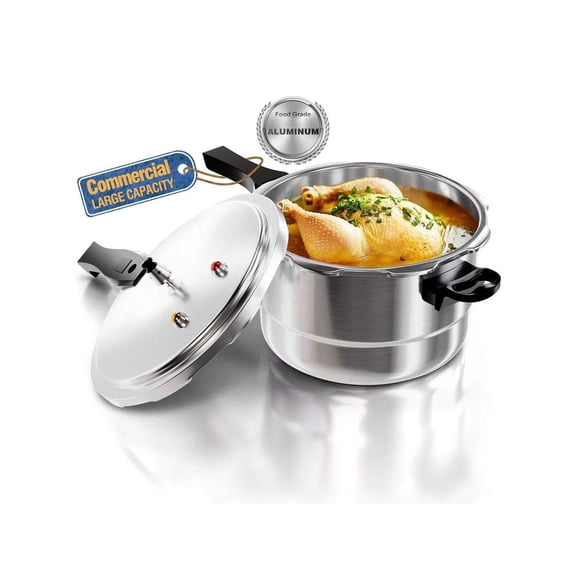 Pressure Cooker 4 Quart Aluminum Stovetop Pot, Induction Compatible Pressure Canner with Steam Release Valve and Canning Rack, Heavy Duty Multi-Purpose Cooking Pot, Silver