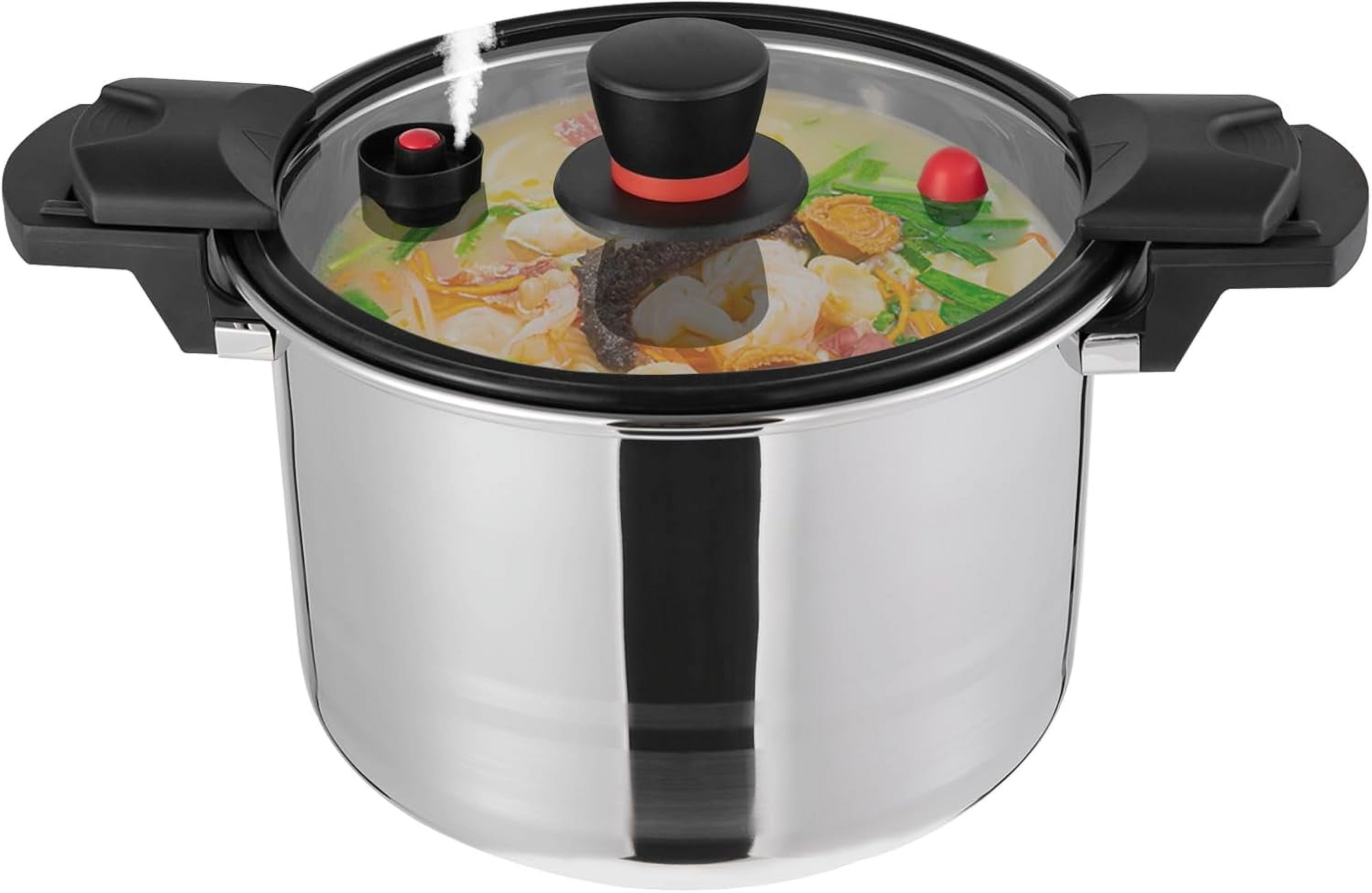 7L/7.4Qt Pressure Canner and Cooker for All Cooktop, Stainless Steel Pressure Cooker with Glass Lid, 60Kpa Pressure Pot Cooker Safer for Canning, 6-7 People (White)