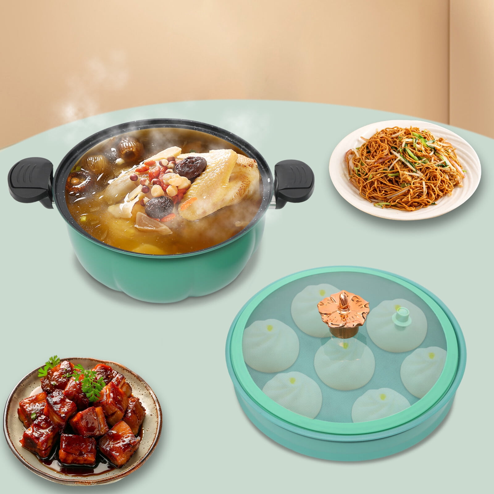 Pressure Cooker Pumpkin Shaped Pressure Cooking Pot Push-pull Lock with ...