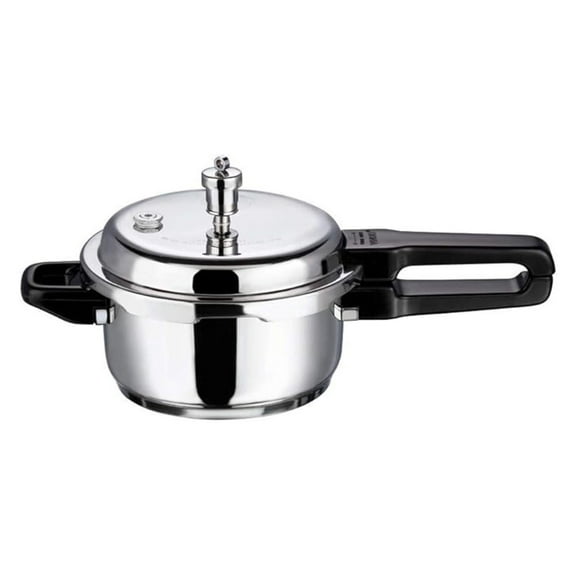 Pressure Cooker Stainless Steel Outer Lid - 2 Liter Induction Base Cooker Indian Pressure Cooker Sandwich Bottom Best Used For Indian Cooking, Soups, and Rice Recipes, Quinoa