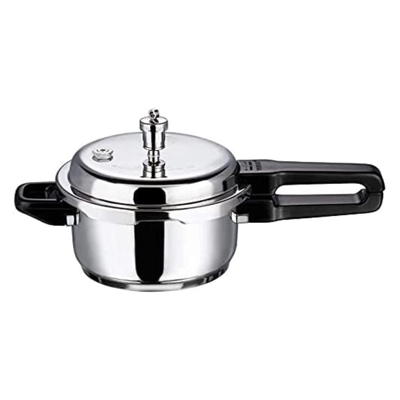 Pressure Cooker Stainless Steel Outer Lid - 3 Liter Induction Base Cooker Indian Pressure Cooker Sandwich Bottom Best Used For Indian Cooking, Soups, and Rice Recipes, Quinoa