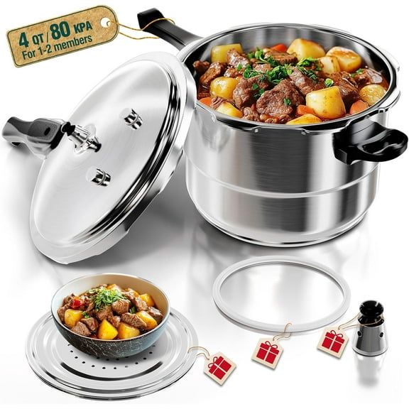 Pressure Cooker,  Steel Pressure Canner, Induction Compatible Cookware with Spring Valve Safeguard Devices,Compatible with Gas & Induction Cooker