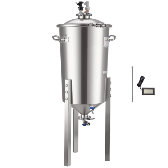 Pressure Fermenter 15 PSI 8 Gal 30L All in One Stainless Steel Conical Fermentation Bucket for Wine Beer Brewing Equipment