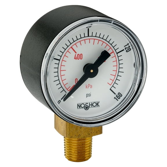 Pressure Gauge, 1.5" ABS Case, Copper Alloy Internals, 200 psi/kPa, 1/8 NPT Male Bottom Conn