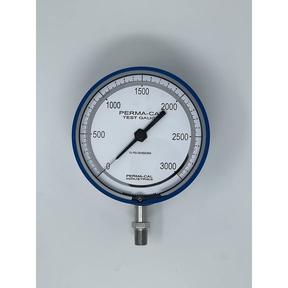 Pressure Gauge, Gearless, Test, 0-3000 psi, 4.5" Dial, Blue No Flange, 1/4 NPT Bottom Mount|PN 101NTM14B21