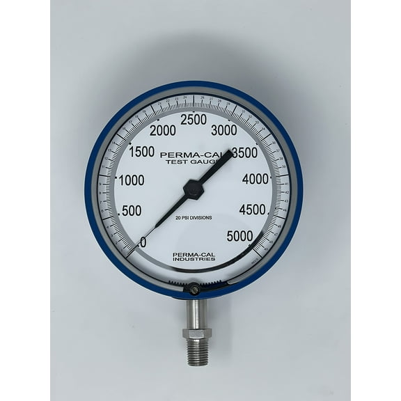 Pressure Gauge, Gearless, Test, 0-5000 psi, 4.5" Dial, Blue No Flange, 1/4 NPT Bottom Mount|PN 101NTM15B21