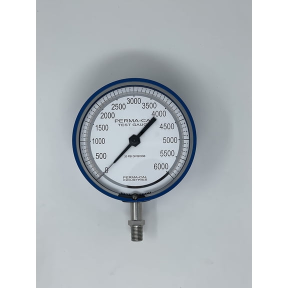 Pressure Gauge, Gearless, Test, 0-6000 psi, 4.5" Dial, Blue No Flange, 1/4 NPT Bottom Mount|PN 101NTM16B21