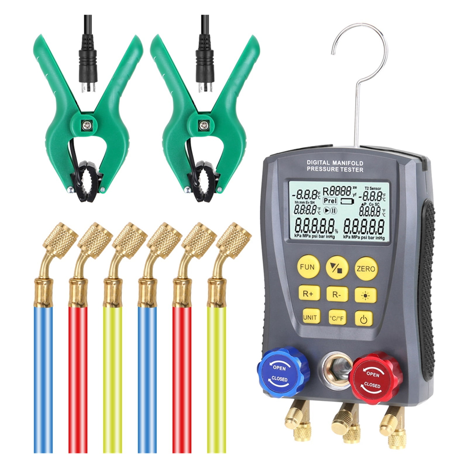 Pressure Gauge Refrigeration Digital Vacuum Pressure Manifold Tester Meter HVAC Temperature Tester Digital Manifold Gauge Meter ,Easy to Install
