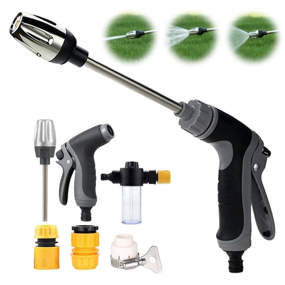 Pressure Gun with 3 Spray Modes,360° Adjustable Spray,Lock-On Trigger Reduces Fatigue,Durable Stainless Steel for Cars Patios Garden