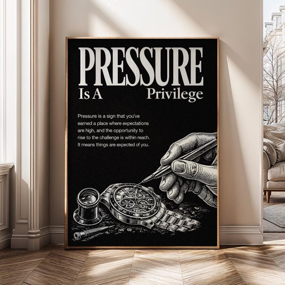 Pressure Is A Privilege Motivational Quote Discipline Mindset Gym Office Work Ethic Poster Unframed Paper Print