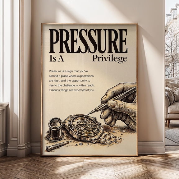Pressure Is A Privilege Motivational Quote Success Mindset Typography Art Sh271A Decorative Wall Poster , Poster Print Only
