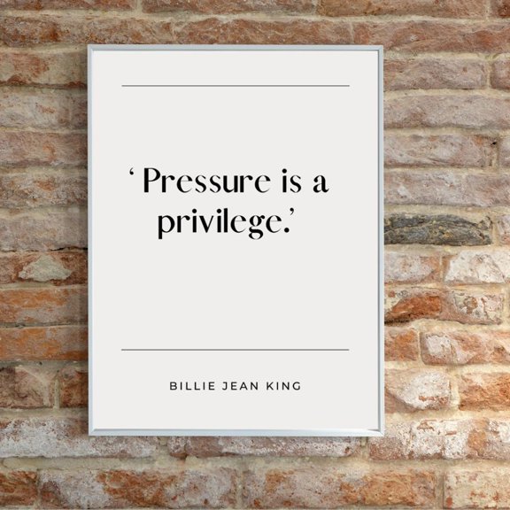 Pressure Is A Privilege Print Billie Jean King Quote Print, Unframed Poster