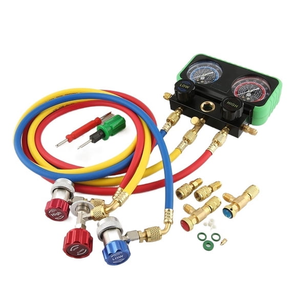 Pressure Manifold Gauge Hose Kit For R134A R22 R410 Refrigerant Car Air Conditioning With Storage Box ,Portable