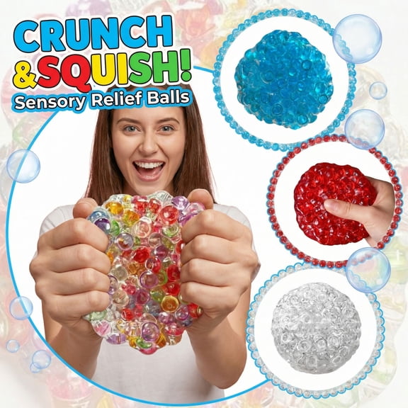 Pressure-Relief Balls Round Beads Stress Relief Balls for Hands with Noisy Sound Portable Shapeable Ball Stress Relief Balls for Hands Anxiety Relief Stress Funny Gift For Women Men Multicolor