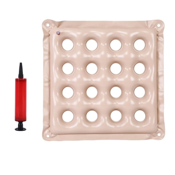 Pressure Relief Portable Inflatable Waffle Seat Cushion 1 Pack with Air Pump for Long Sitting Office Chair Car Seat Wheelchair, Beige(18.5x18.5 Inch)
