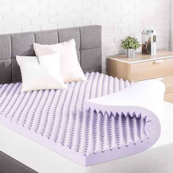 Pressure Relieving Lavender Egg Crate Memory Foam Mattress Topper Twin