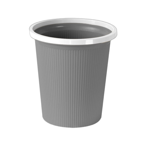 Pressure Ring Trash Can without Lid, Plastic Round Garbage Container Bin, for Bathroom, Kitchen, Bedroom, Home Office, College Dorm, Gray