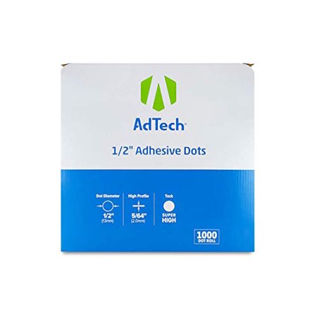 Pressure Sensitive Dot Glue Roll - Super High Tack 1000 Dots Per Roll, 5/16" high, Removable Dashes