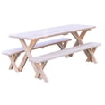 thumbnail image 1 of Pressure Treated Pine Crossleg Table with 2 Benches, 1 of 28