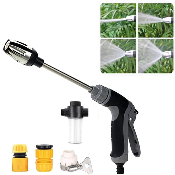 Pressure Washer – 15X More Powerful Than Hoses, Spray Nozzle, with 360° Rotating for Three Spray Modes, Easy Installation, Universal Compatibility (with Foam Pot + 3 Plastic Connector)