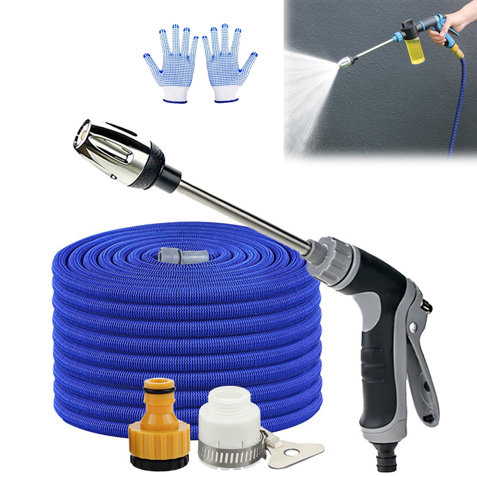 Pressure Washer – 15x More Powerful Than Hoses, 360° Rotating for Three Spray Modes, Ideal for Driveways & Patios, Effortless Dirt & Stain Removal（Black+7.5-meter telescopic pipe）