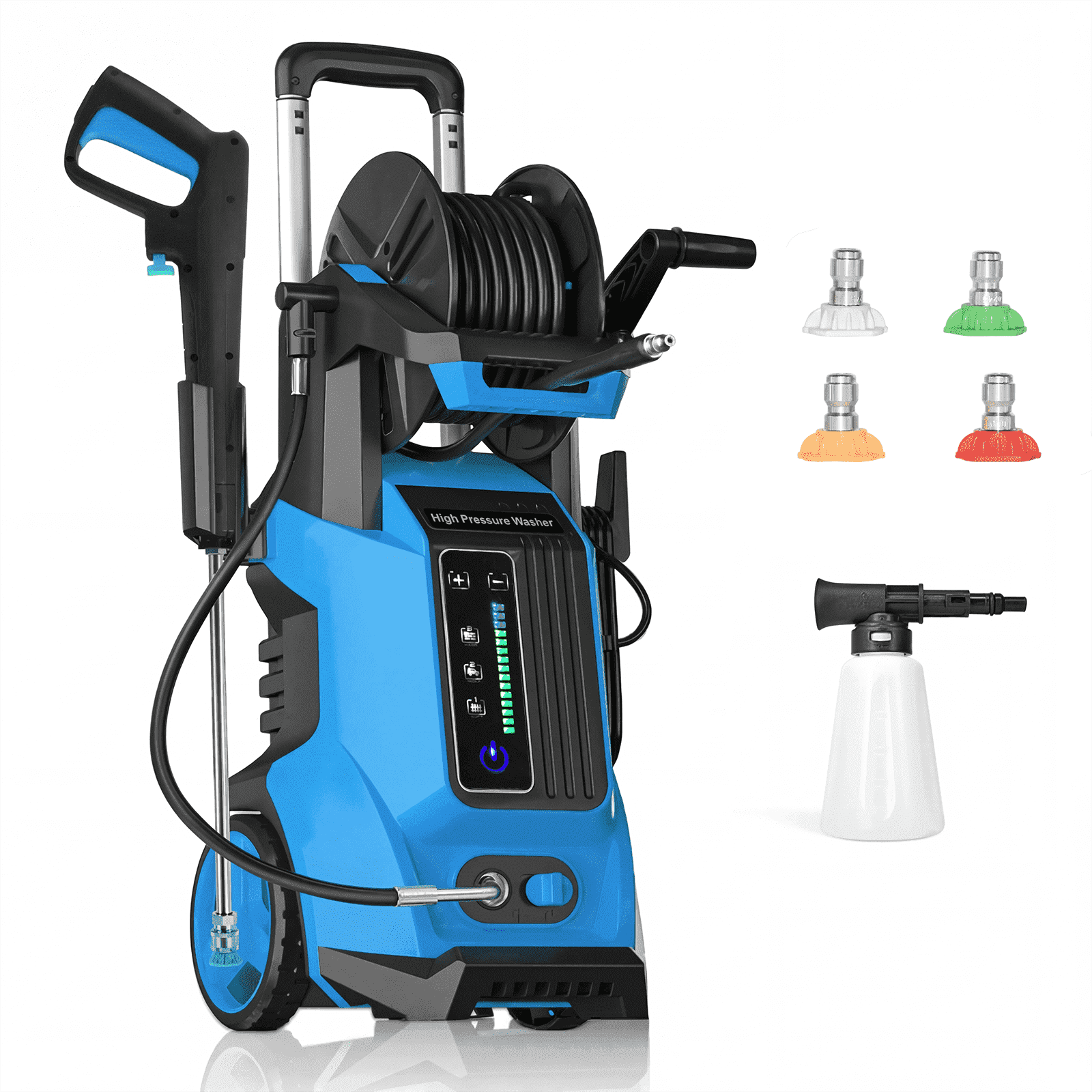 Pressure Washer 4500PSI 3.2 GPM Power Washer with Adj-15-Level Touch Screen, 20FT Hose Reel, Power Washer Powerd for Car, Home, Driveway, Yard, Outdoor, Gutter, Pool, Brick Cleaning