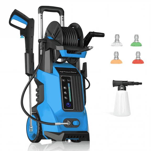 Pressure Washer 4500PSI 4.0 GPM Power Washer with Adj-15-Level Touch Screen, 20FT Hose Reel, Power Washer Powerd for Car, Home, Driveway, Yard, Outdoor, Gutter, Pool, Brick Cleaning