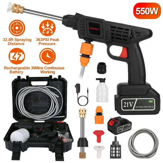 Imountek Portable Power Washer with 2 Nozzle, Pressure Washer 21V Battery 363 PSI Cordless Pressure Washer Power Washer Cleaner