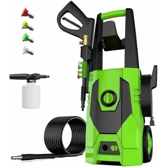 Pressure Washer, 5000PSI Max 3.4GPM Portable Power Washer with 35FT Cord, 20FT Hose for Cars, Driveways, Patios, Fences, Green