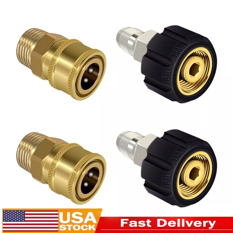 Pressure Washer Adapter Set, M22 (M22-14MM) to 3/8'' Quick Connect (2 ...