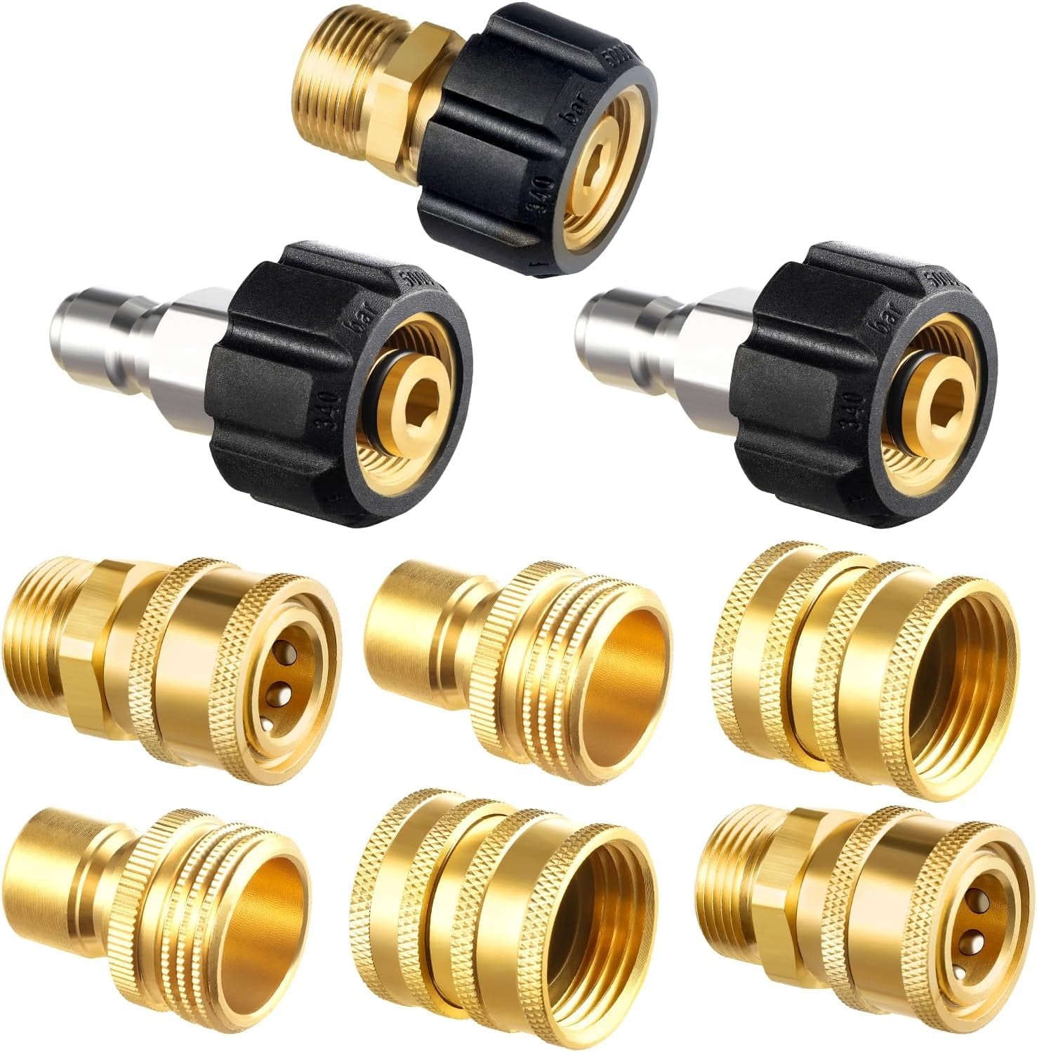 Pressure Washer Adapter Set, Quick Disconnect Kit, M22 14 mm Quick Connect Swivel to 3/8'' Quick Connect Fittings, 3/4" to Quick Release 9 Sets