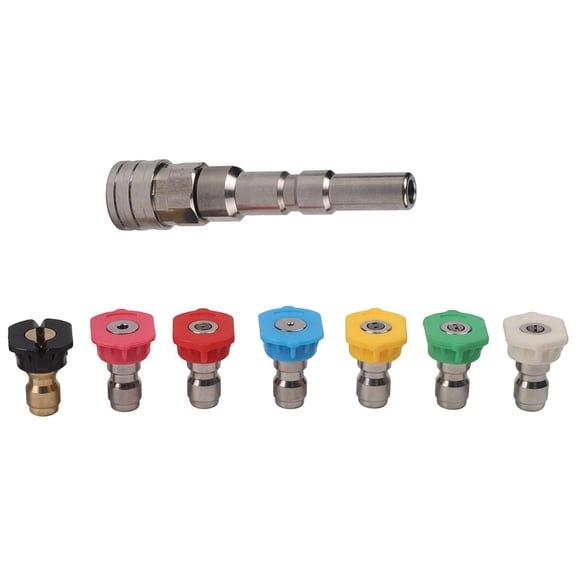 Pressure Washer Attachment Kit With 7 Interchangeable Nozzles Stainless Steel Quick Connect Design 1/4 Inch Fitting For Nilfisk KEW Equipment