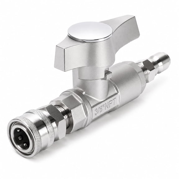 Pressure Washer Ball Valve, 3/8" Quick Connect, 5000 PSI Shut-Off Valve, 304 Stainless Steel for Power Washer Hose