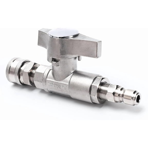 Pressure Washer Ball Valve 3/8 inch Quick Connect Shut-Off 5000 PSI Stainless Steel