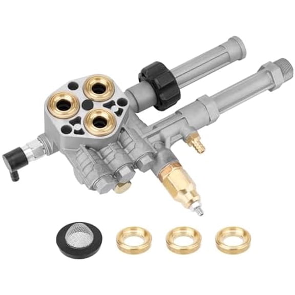 Pressure Washer Complete Pump Head Assembly Compatible with AR43361 AR Pump SRMW2.4G28 SRMW2.3G28 with Unloader & Thermal Relief Valve$$Tools