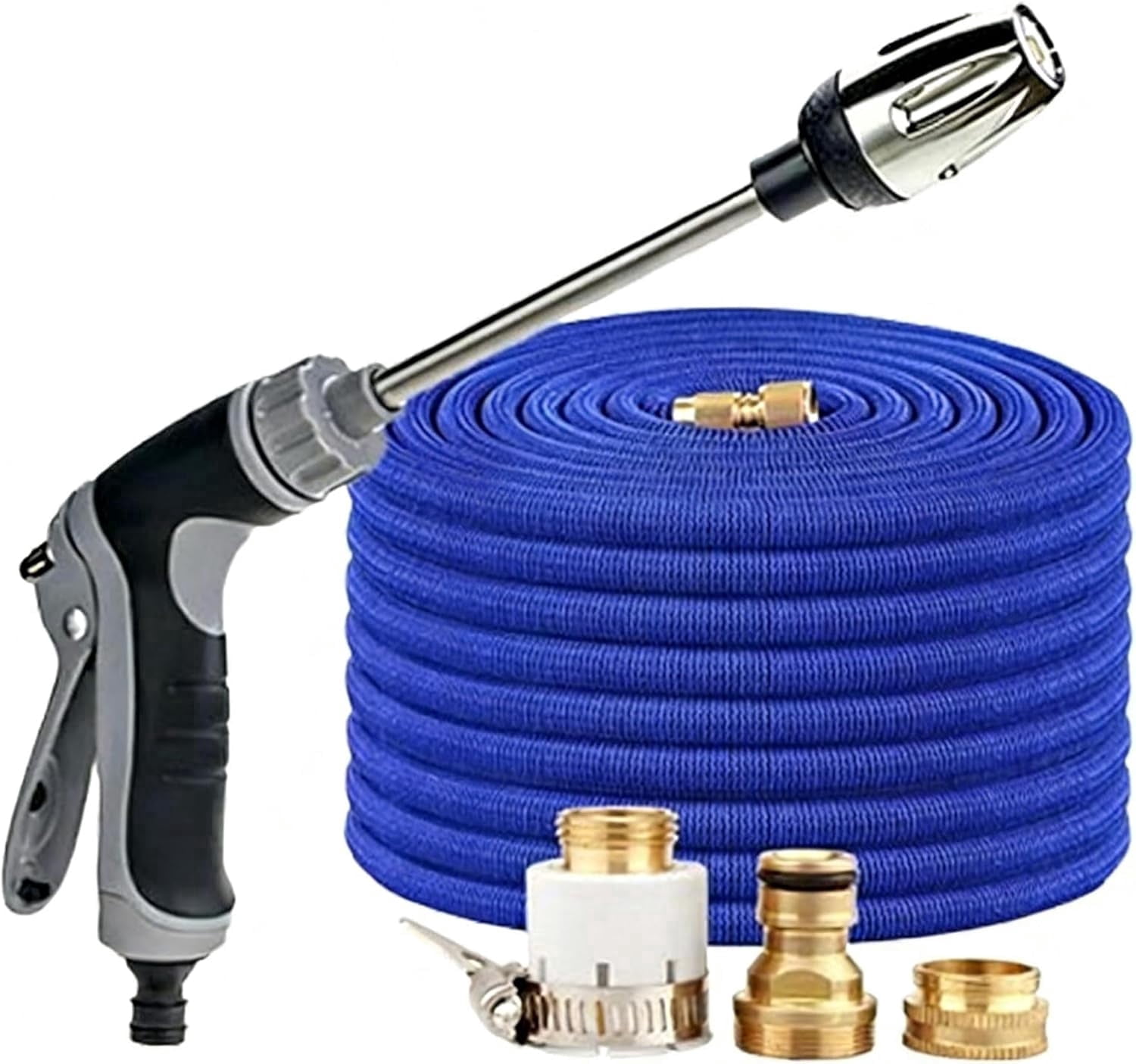 Pressure Washer, Cordless Pressure Washer, with Spray Nozzle, Turn Any Hose Into A High-Pressure Water Jet, with 360° Rotating for Three Spray Modes with Foam Pot (with 50Ft Water Pipe)