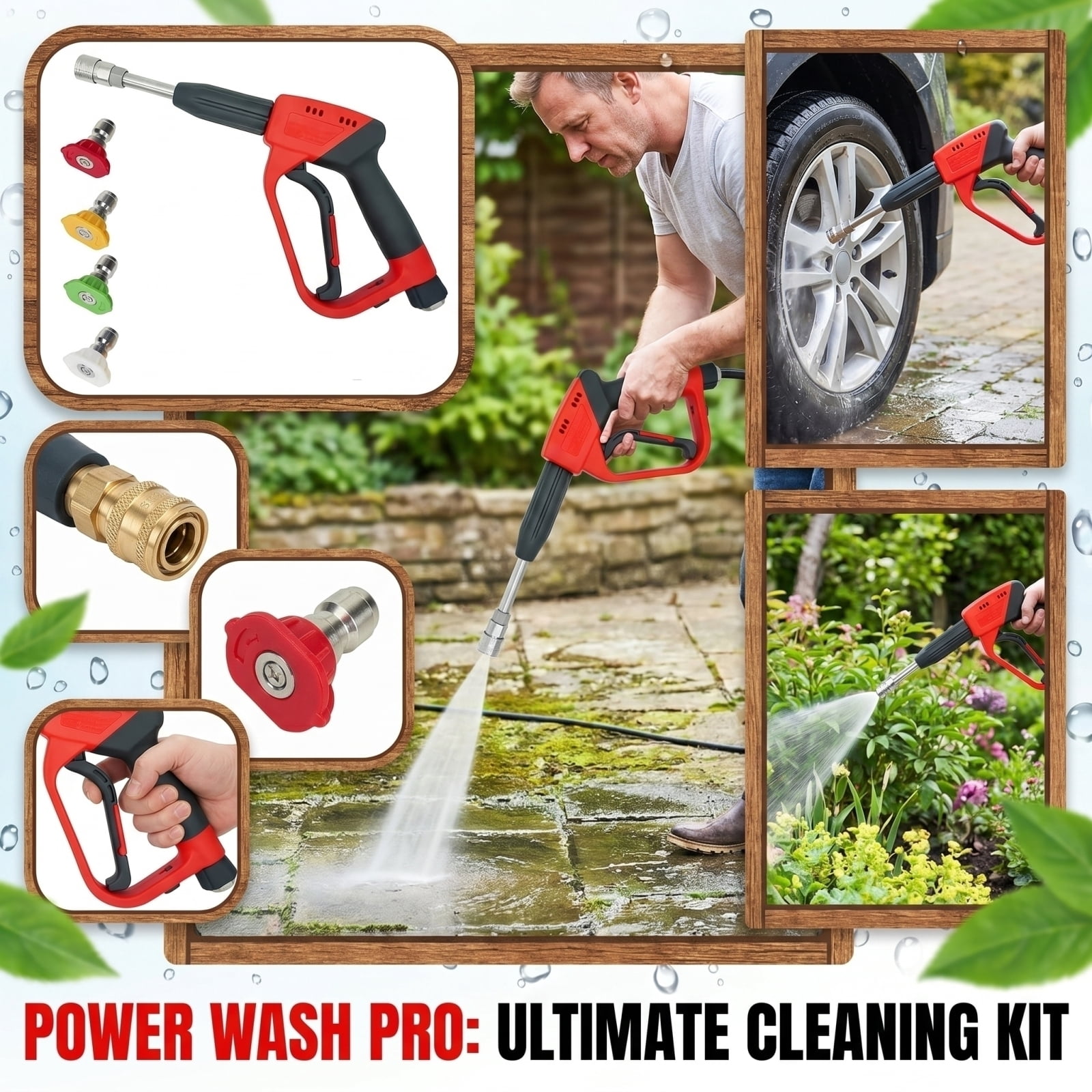 Pressure Washer, Cordless Pressure Washer, with Spray Nozzle, Turn Any Hose Into A High-Pressure Water Jet, with 360° Rotating