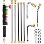 Pressure Washer Extension Wand, 10 Pack Power Washer Extension Wand with 6 Nozzle Tips, 30°,90°,120° Curved Rod, 1/4" Qu