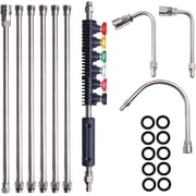 Pressure Washer Extension Wand, 10 Pack Power Washer Lance with 6 Atomization Nozzle Tips,1 Gutter Cleaner Attachment Cu