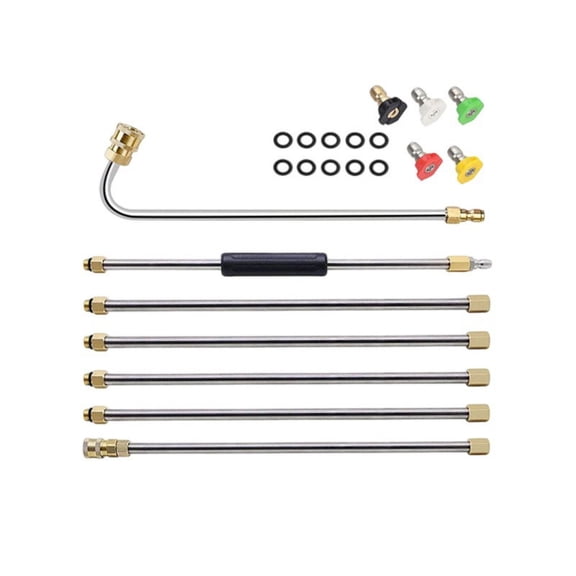 Pressure Washer Extension Wand Kits 5 Nozzle Attachment Replacement Lances 1/4" Quick Connecting For High Reach Cleaning