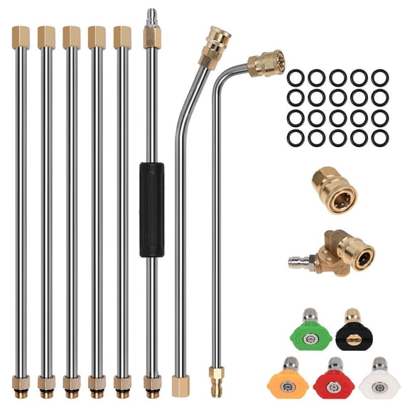Pressure Washer Extension Wand Set, 10 ft Replacement Lance with 5 Nozzle Tips, 4000 PS, Pivoting Coupler